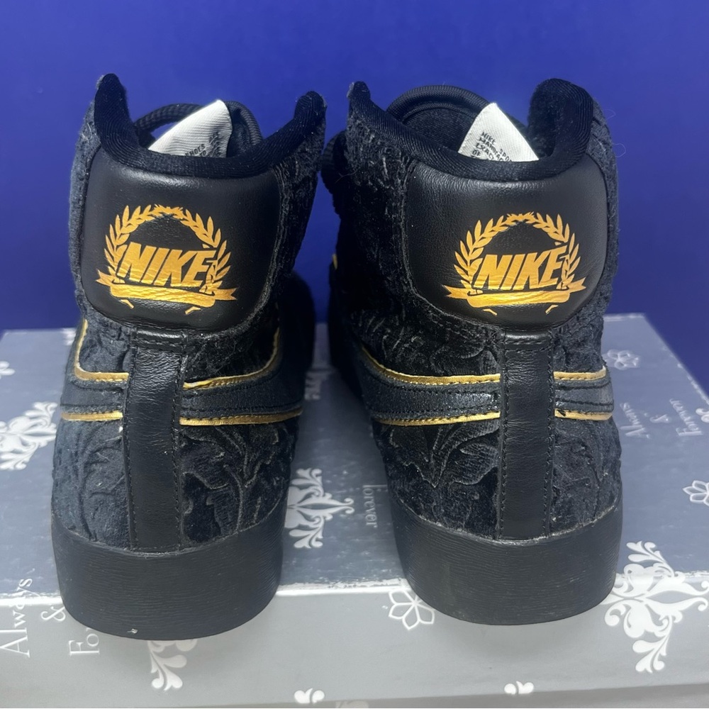 Nike Blazer mid sneakers Velvet floral Black gold swoosh - Picture 6 of 10